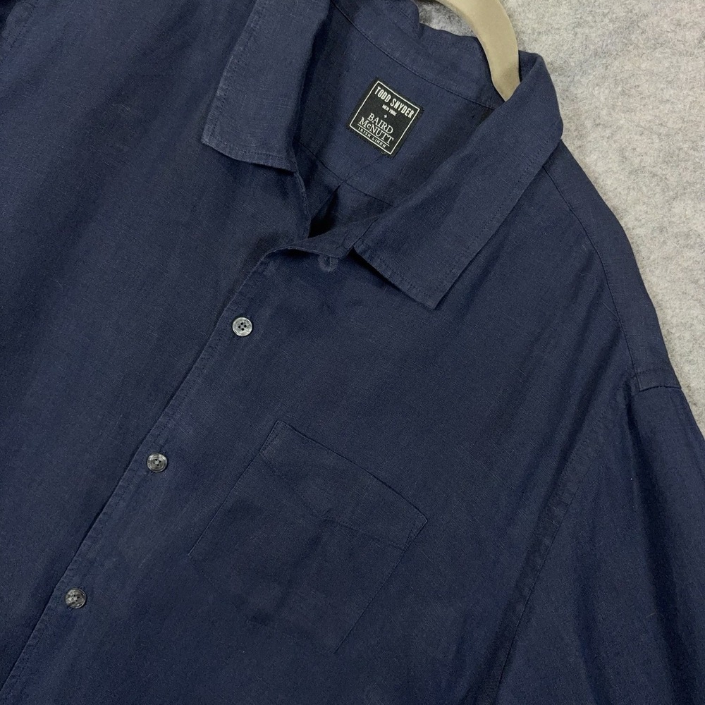 Todd Snyder Baird McNutt Irish Linen Shirt Mens XL Dark Blue Pocket